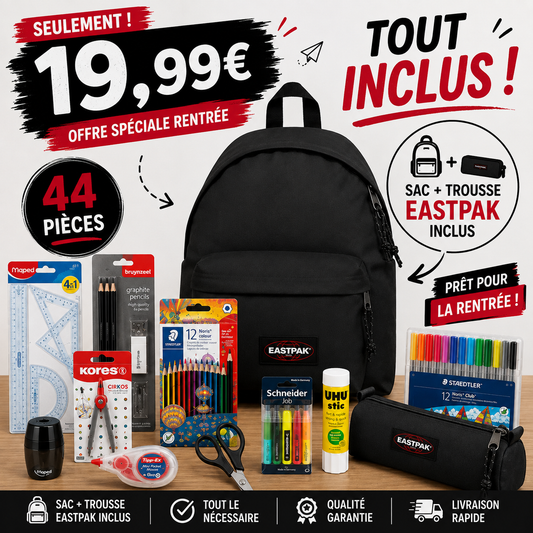 Pack Fournitures Scolaires + Sac & Trousse Eastpak