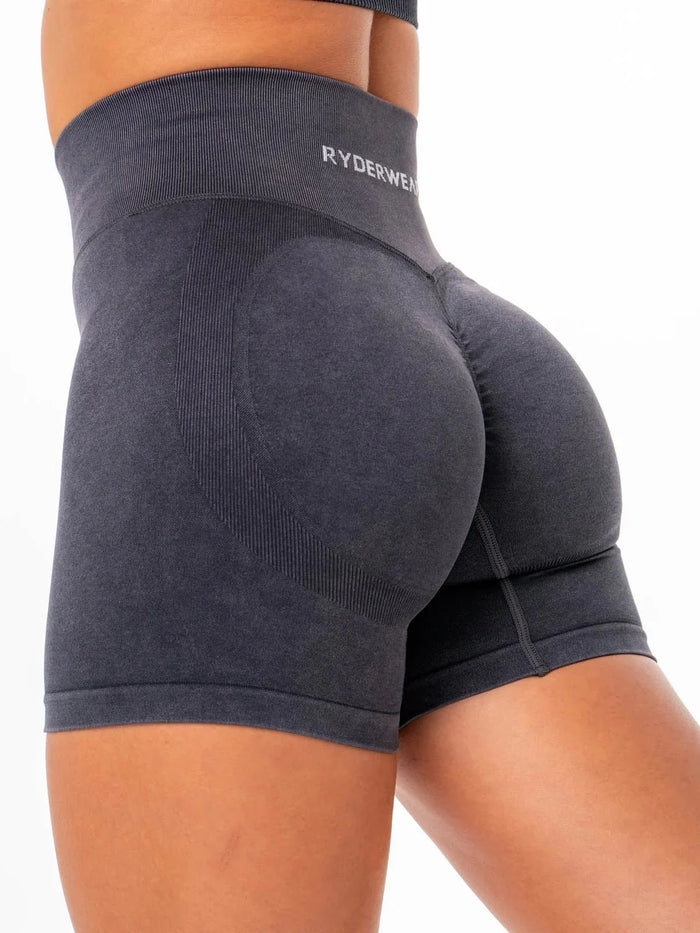 STONEWASH SCRUNCH SEAMLESS SHORTS NOIR (PACK DE 3)